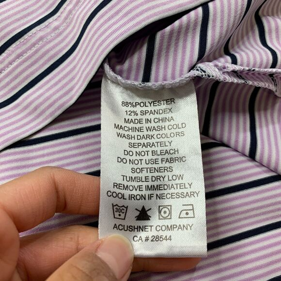 FJ FootJoy Shirt Mens XL Extra Large Thistle Navy Striped Golf Performance Polo - Picture 5 of 9